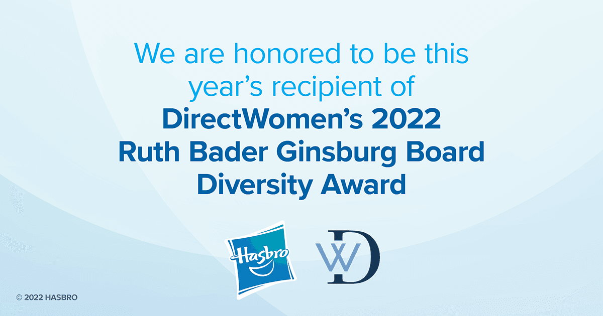 Hasbro Receives DirectWomen’s Inaugural Ruth Bader Ginsburg Board Diversity Award